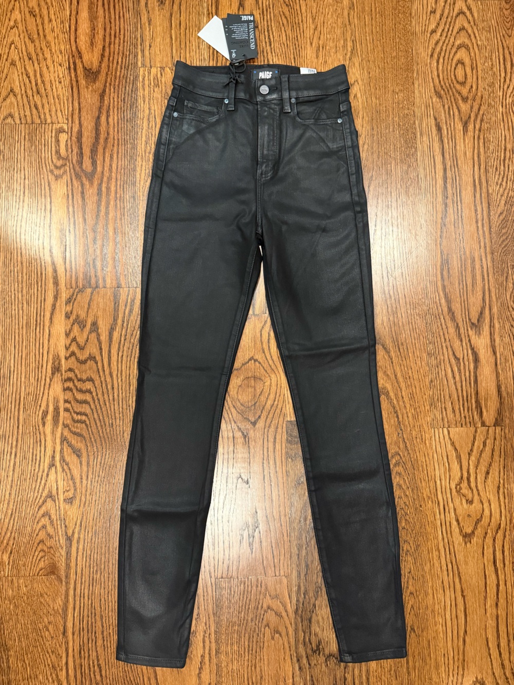 PAIGE “Cheeky” Black Coated Skinny Jeans